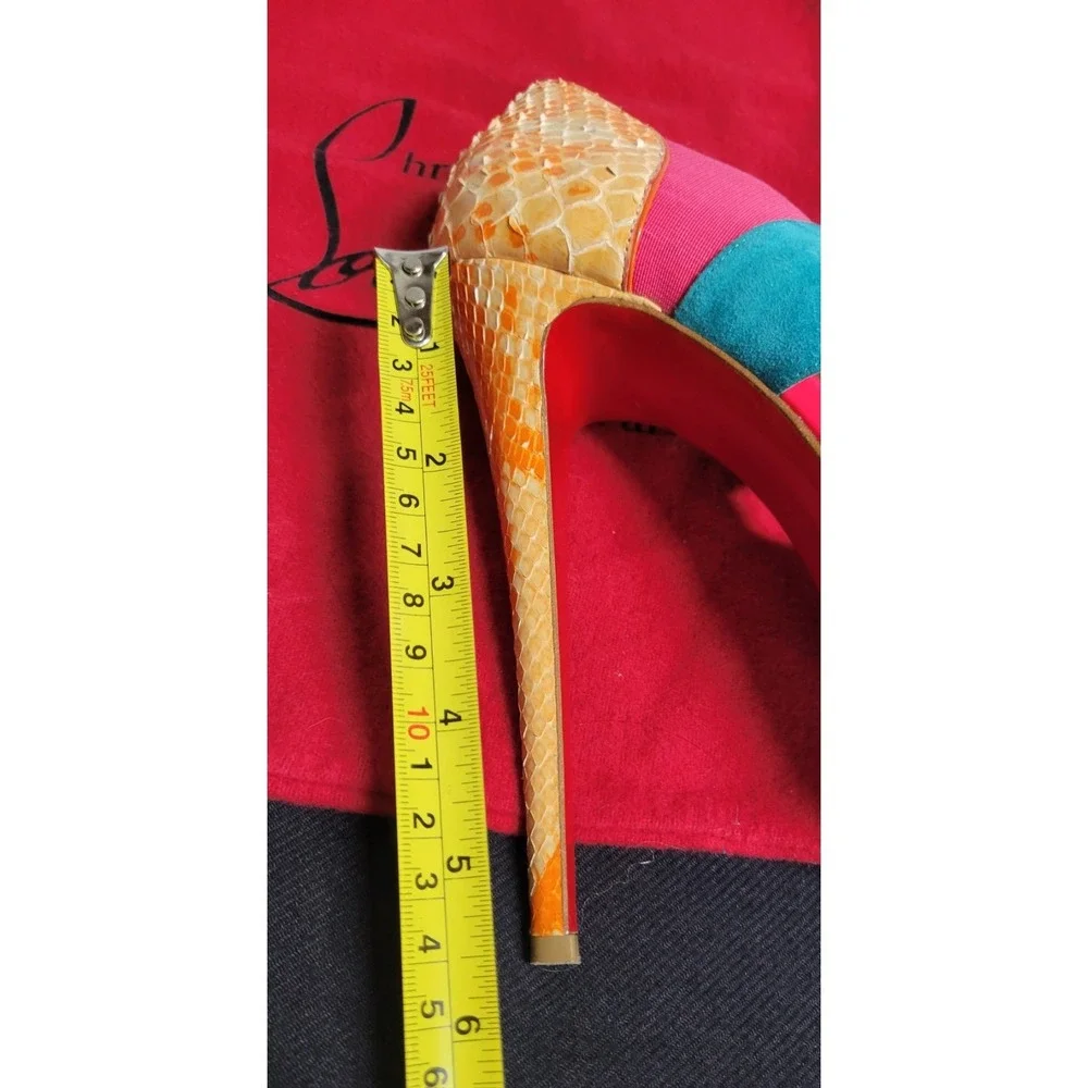 Multicolored Christian Louboutin  Pitou Python And Suede Platform Sandals Sz 39